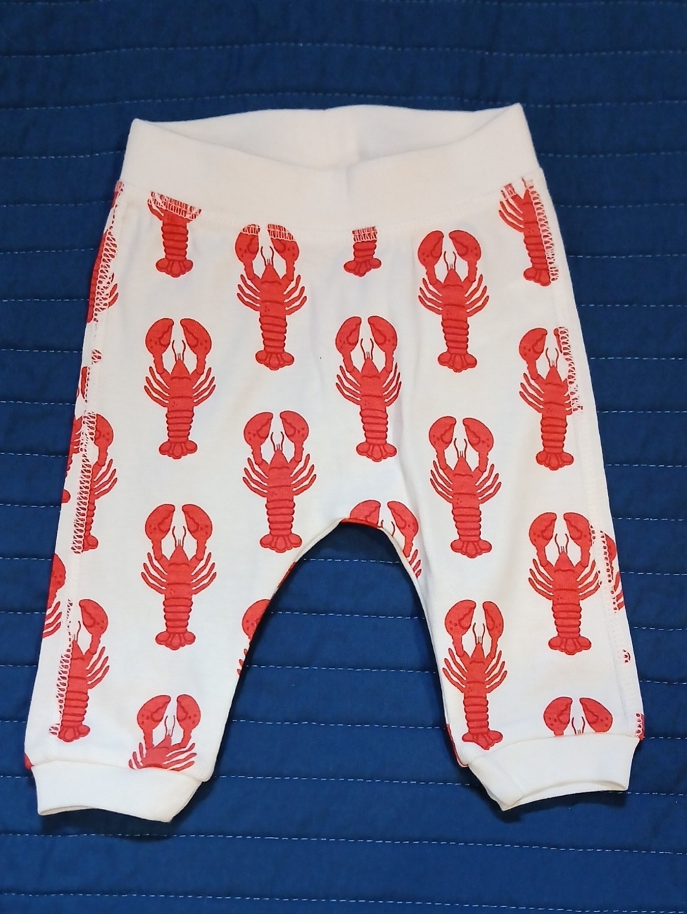 White & Red Lobster Print Kids Casual Bottoms